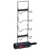 vidaXL Suport sticle de vin montat pe perete, 5 sticle, negru, fier