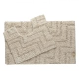 Set covoras baie si covoras WC, bej, antiderapant, poliester/bumbac, 80x50cm si 50x40cm