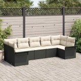 Cumpara ieftin Set de canapele pentru grădină cu pernă 7 pcs Negru Rattan poli