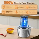 Cumpara ieftin Tocator electric Aigostar 500W, bol inox 1.8L, 4 lame otel inoxidabil, 2 viteze, Stainless
