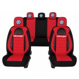 Set Huse Scaune Universale Racing, Visiniu cu Negru Personalizate cu Volkswagen