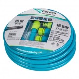 Furtun gradina 1/2&quot; x 15m cu 4 accesorii, 3 strate fexibil
