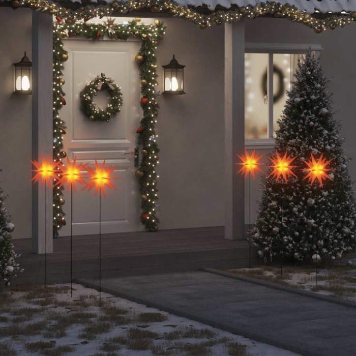 vidaXL Lumini de Crăciun cu LED/țăruș, 3 buc., roșu, 35 cm, pliabil 356199