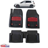 Covorase Auto TeamCar&reg; Tip Tavita Compatibile Volkswagen Golf 8 Hatchback 5 uși (2020&ndash;2025) Negru cu insertii rosii, Cauciuc