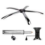 Cumpara ieftin Set placuta balans metalica 20 cm x 15 cm, baza 60 cm, rolă universală cauciuc si cilindru piston, gaz, pentru scaune birou, argintiu, 35 cm