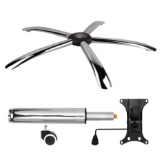 Set placuta balans metalica 20 cm x 15 cm, baza 60 cm, rolă universală cauciuc si cilindru piston, gaz, pentru scaune birou, argintiu, 35 cm