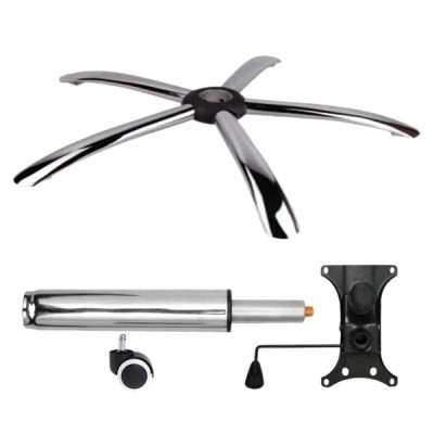 Set placuta balans metalica 20 cm x 15 cm, baza 60 cm, rolă universală cauciuc si cilindru piston, gaz, pentru scaune birou, argintiu, 35 cm foto