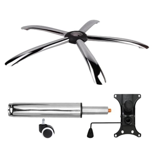 Set placuta balans metalica 20 cm x 15 cm, baza 60 cm, rolă universală cauciuc si cilindru piston, gaz, pentru scaune birou, argintiu, 35 cm