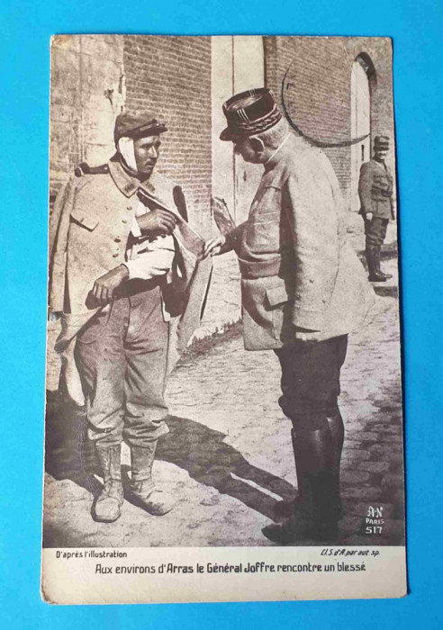 Carte Postala veche 1920 - fotografie soldat ranit - corespondenta Bucuresti
