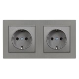Priză Dublă Leziter Nova &Icirc;mpăm&acirc;ntată Albă 16A 250V - 2 module, incastrată, cadru rotunjit
