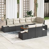VidaXL Set de canapea de grădină 9 pcs Negru, alb 55 x 55 x 37 cm