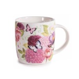 Cumpara ieftin Cana portelan multicolor in cutie cadou Hortensii &Oslash; 8,5 cm x 9 H, 350 ml
