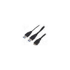 Cablu USB A mufa x2, USB A soclu, USB 3.0, lungime 1m, negru, LOGILINK - CU0072