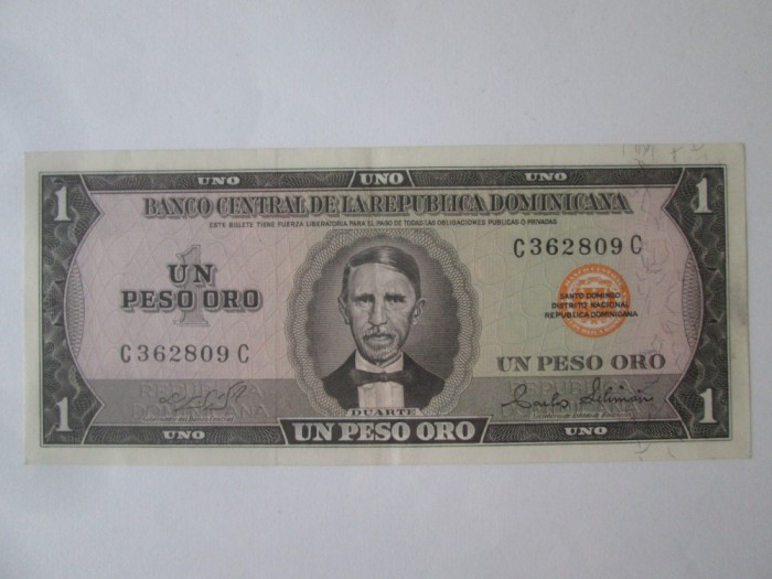 Republica Dominicană 1 Peso Oro 1975 aUNC,bancnota din imagini