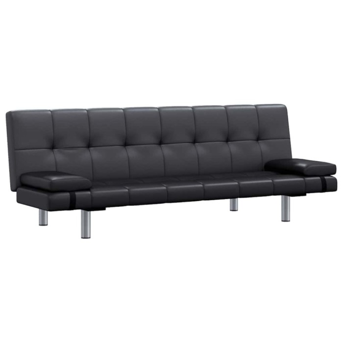 vidaXL Canapea extensibilă 2 perne, piele artificială, reglabilă negru