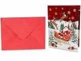 Felicitare Craciun 3D, muzica si plic hartie multicolora cm 14,5 x 20 H