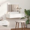 Masa Toaleta Suspendata vidaXL, 83x40x70 cm, Alba, Oglinda, Lemn MDF, Dormitor, Montare pe Perete, Sertar