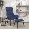 vidaXL Scaun de relaxare cu taburet, albastru, textil