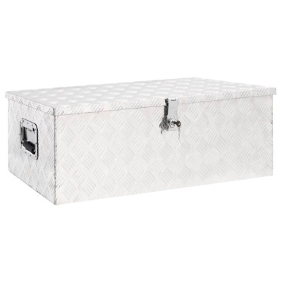 vidaXL Cutie de depozitare, argintiu, 90x47x33,5 cm, aluminiu foto