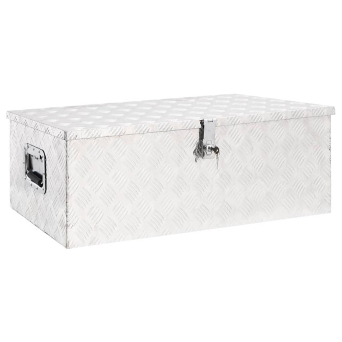 vidaXL Cutie de depozitare, argintiu, 90x47x33,5 cm, aluminiu