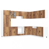 Set de dulapuri de bucatarie 14 piese &bdquo;Porto&rdquo; Lemn vechi lemn