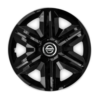 Set 4 capace roti hubcaps fast black R15 pentru gama auto Nissan foto