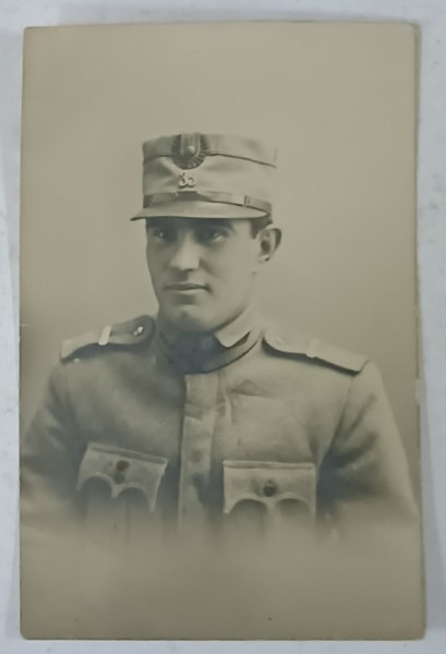 SUBLOCOTENENTUL GICA NICULESCU , REGIMENTUL 35 , FOTOGRAFIE TIP CARTE POSTALA , PERIOADA PRIMULUI RAZBOI MONDIAL