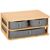Cutie organizare din bambus, cu 3 sertare detasabile, 16x36x23cm, maro Household NewTrend
