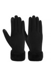 Mănuși de iarnă pentru femei cu căptușeală din fleece termic compatibile cu ecrane tactile &ndash; Negru L