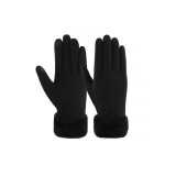 Mănuși de iarnă pentru femei cu căptușeală din fleece termic compatibile cu ecrane tactile &ndash; Negru L