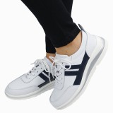 Cumpara ieftin Sneakers alb cu bleumarin inchis din piele naturala 5089 M2