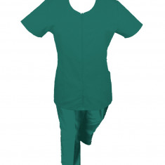 Costum Medical Pe Stil, Turcoaz inchis cu fermoar, Model Ana - 3XL, 3XL