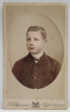 FOTOGRAF F. TELLGMANN , HERSHFELD , TANAR CU PAPION , FOTOGRAFIE C.D.V. , SFARSITUL SEC. XIX