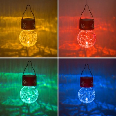 Felinar Solar Crăciun, Model Glob Suspendabil, Multicolor, 14cm, Metal-Plastic-Sticlă foto