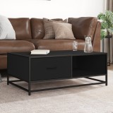 vidaXL Măsuță de cafea, negru, 90x57x35 cm, lemn prelucrat și metal 848754