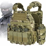 Vesta tactica reglabila multicam Linovit&reg;, tip plate carrier, pentru airsoft, paintball, outdoor sau vanatoare, material Oxford 1000D, sistem MOLLE, b