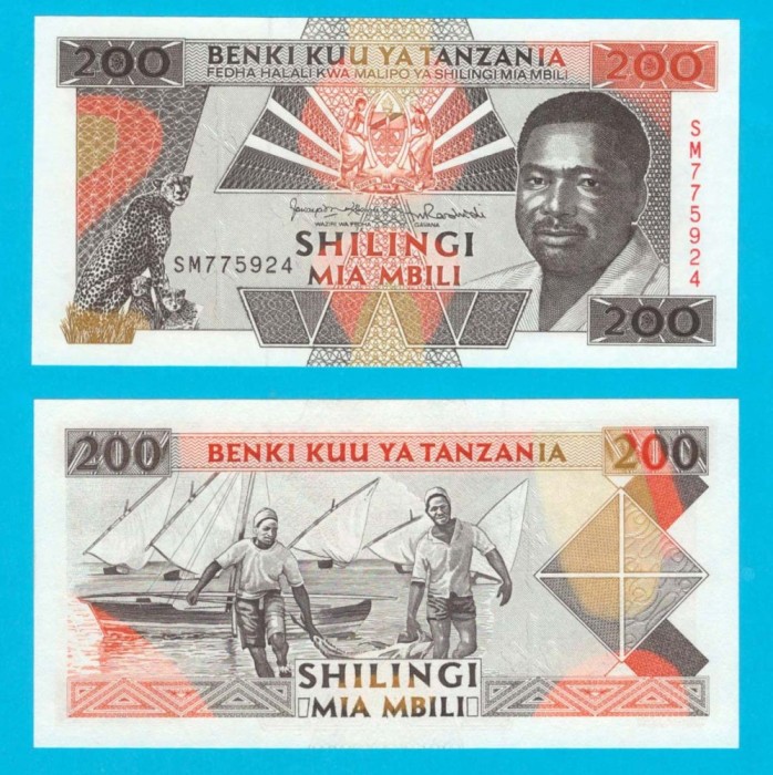 Tanzania (p#25) 200 Shillings 1993 UNC &#039;Ghepard&#039; serie: SM775924