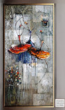 Balerine 4 Tablou semnat datat tablou living abstract, tablou decorativ 70x150cm, Natura, Ulei