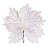 Floare decorativa de Craciun, Alba Irizata, cu Clips, 23 cm, CMCLASS