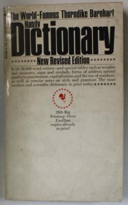 THE WORLD - FAMOUS THORNDIKE BARNHART HANDY DICTIONARY , 1969 foto