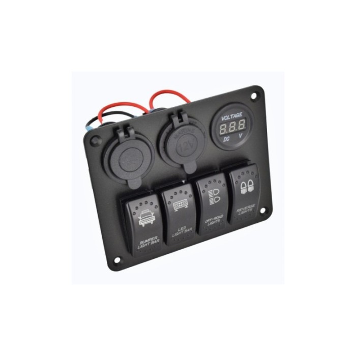 Panou de comutatoare cu priză, voltmetru, 4 &icirc;ntrerupătoare și port USB SPA21