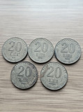 Moneda Romania 20 lei anul 1991,1992,1993,1994,1995