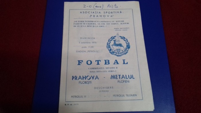 program Prahova Pl. - Metalul Plopeni