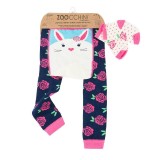 Set Pantaloni Colanti Sosete Antiderapante Copii Zoocchini Bunny 12-18 Luni Bumbac