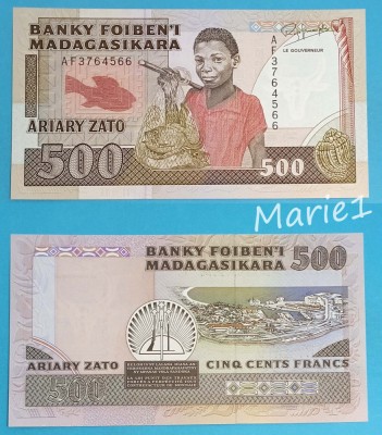 Madagascar 500 Francs 1988 &amp;#039;Pescar&amp;#039; UNC serie: AF3764566 p#71 foto