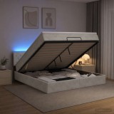 Cumpara ieftin Pat Ottoman cu Saltea si LED Gri deschis 180 x 200 cm Catifea