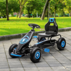 HOMCOM Go kart cu pedale pentru copii, Go kart de curse cu scaun reglabil, cauciucuri gonflabile, amortizor, frana de mana, pentru baieti si fete cu v