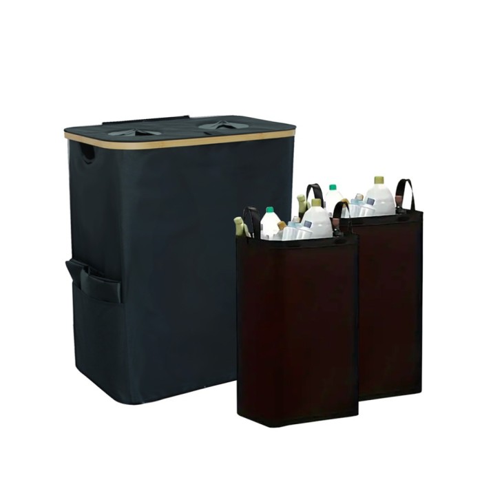 Colector selectiv de sticle cu două compartimente 140l negru