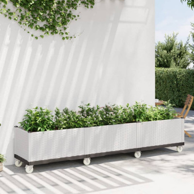 Jardiniera de gradina cu picioare, alb, 240x50x54 cm, PP GartenMobel Dekor foto