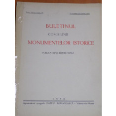 BULETINUL COMISIUNII MONUMENTELOR ISTORICE , ANUL XXVI , FASCICOLA 78 , OCTOMBRE - DECEMBRE 1933